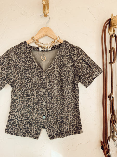 The Logan Leopard Denim Top
