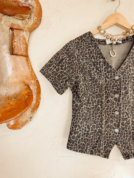 The Logan Leopard Denim Top