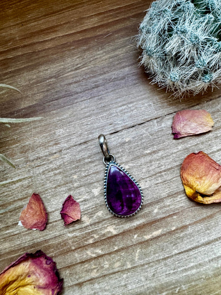 Teardrop Pendant - Purple Spiny & Sterling Silver