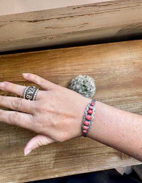 Cuff Bracelet - Red Spiny & Sterling Silver