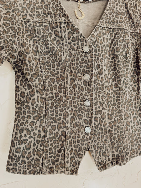 The Logan Leopard Denim Top