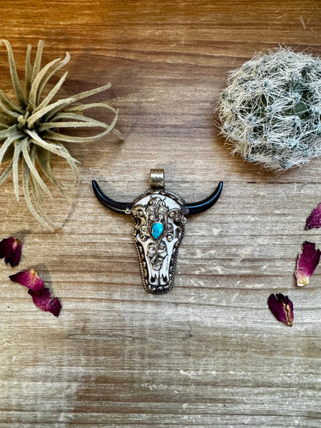 Big Antler longhorn with  turquoise pendant II