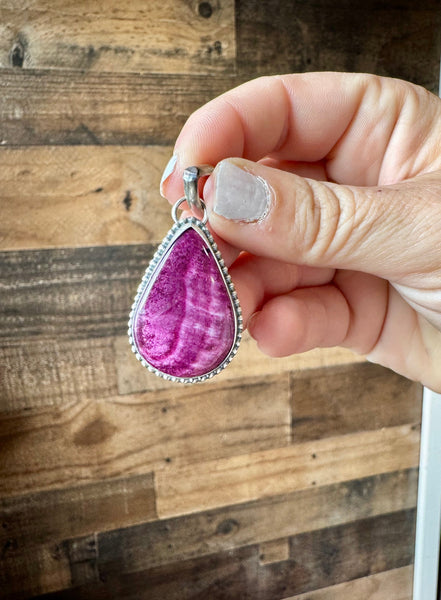 Teardrop Pendant - Purple Spiny & Sterling Silver