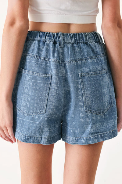 VINTAGE BANDANA DENIM SHORTS