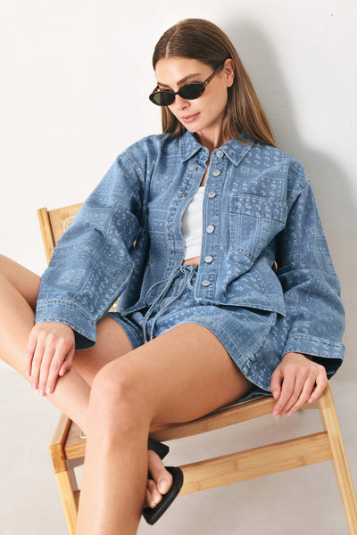 VINTAGE BANDANA DENIM SHORTS