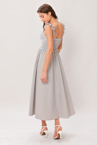 SWEET STRIPE WOVEN MIDI DRESS