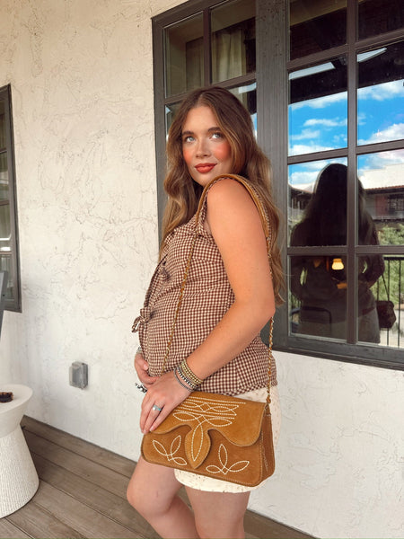 The Gingham Vest in Brown-BEST SELLER