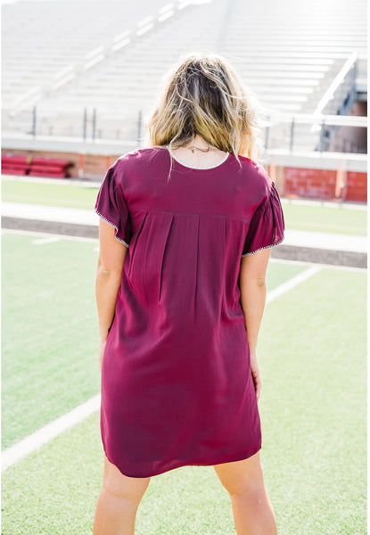 Maroon embroidered dress