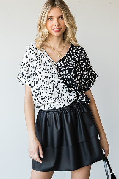 Faux leather tiered skirt